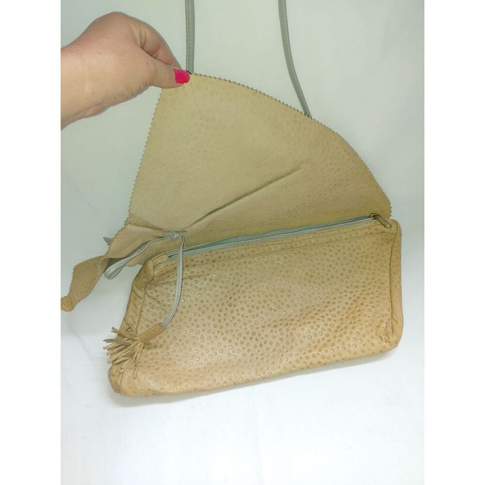 Reem Womens VINTAGE Beige/Cream/Grey Leather Convertible Handbag